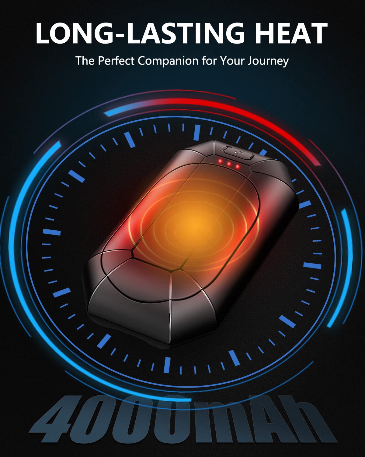 Dnaleao hand warmers 2-pack battery indicator displays power and heating status