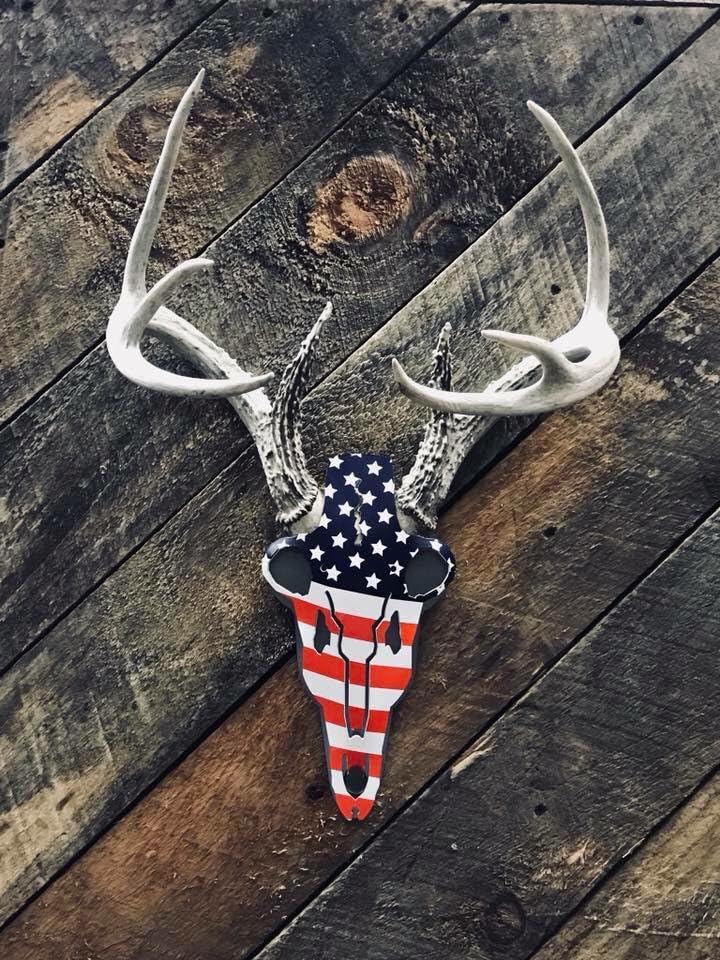 Patriotic red, white, blue finish on mount