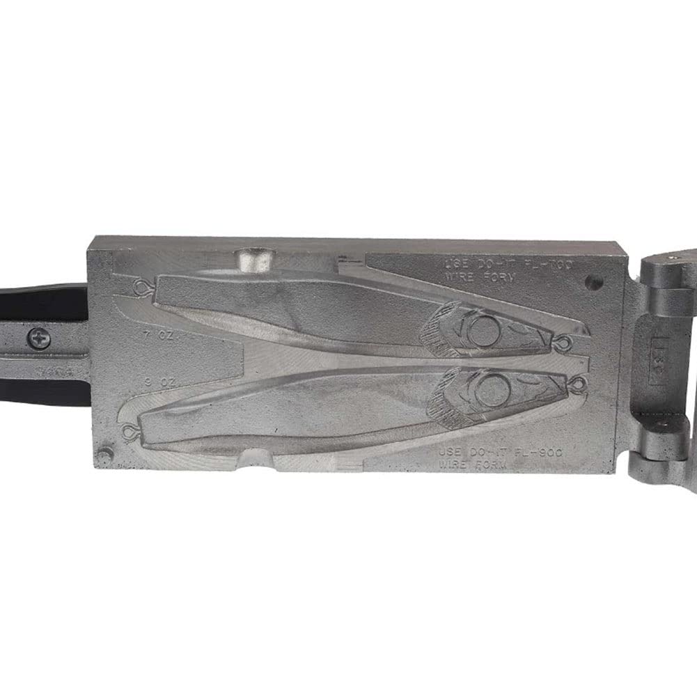 Do-It Flutter Lure Mold in view, highlighting unique flutter geometry and through-wire design for customizable lures.