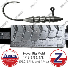 DO-IT Hover Jig Mold HVR-6-A side view highlighting versatile jig sizes for hover rig fishing
