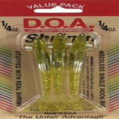DOA FSH3-3P/313 shrimp near clear gold glitter enhances lure visibility and casting distance
