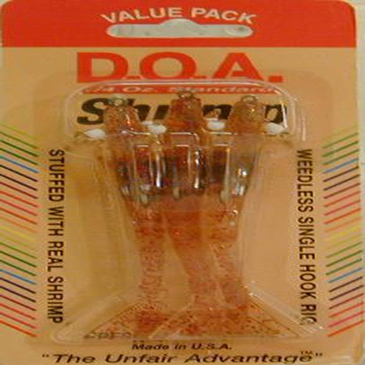 DOA Shrimp lure in clear red glitter offers lifelike action for versatile fishing