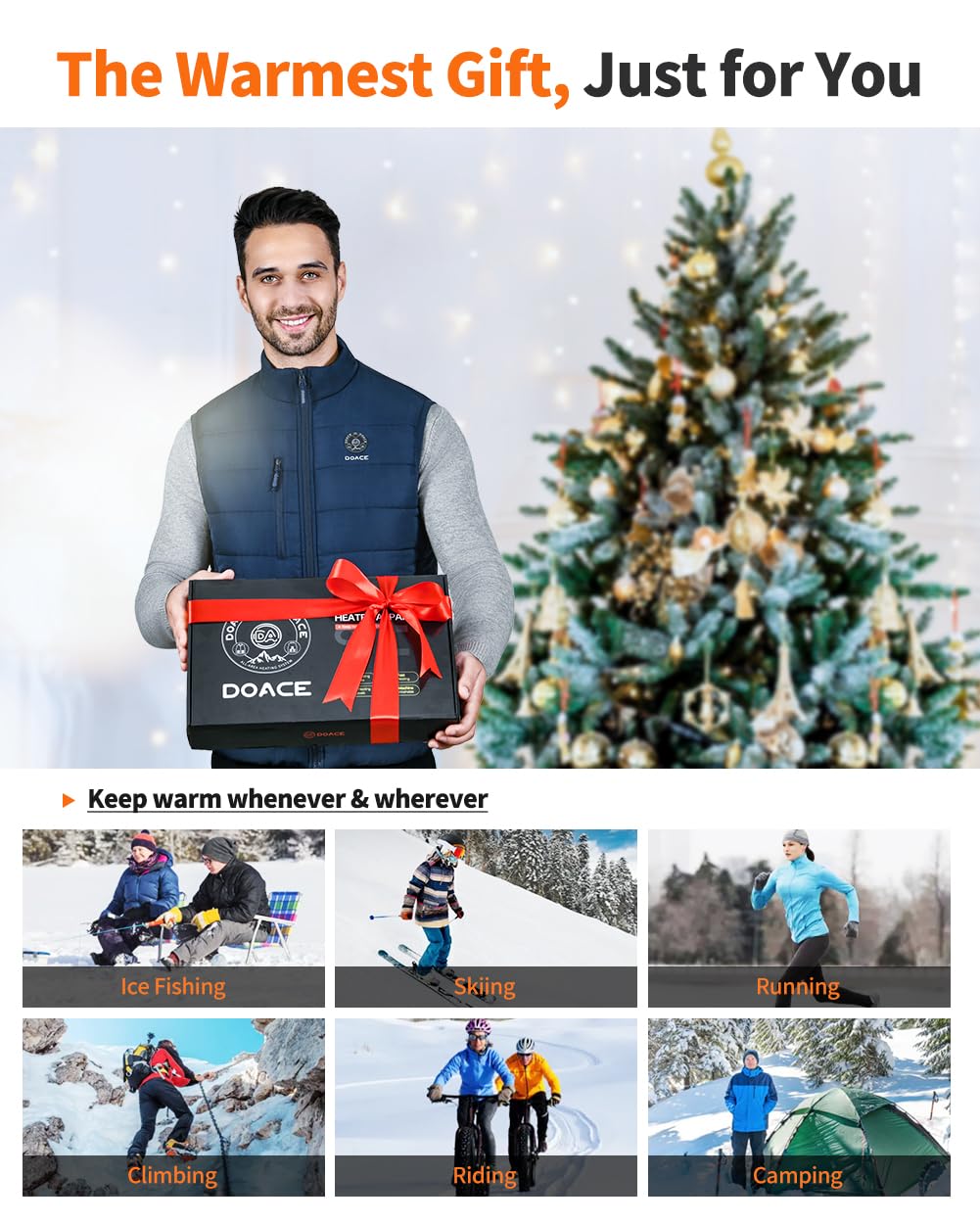DOACE heated vest power bank pocket supports extended warmth.