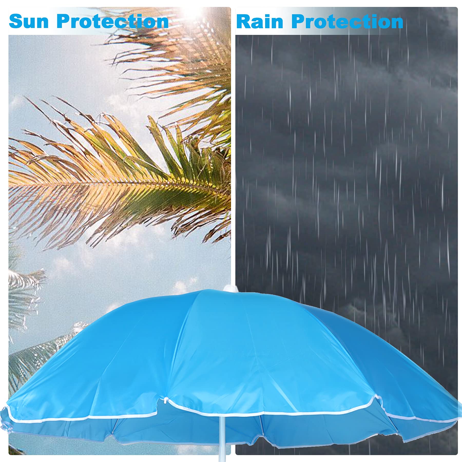 DOALBUN removable umbrella offers adjustable shade from sun to rain.