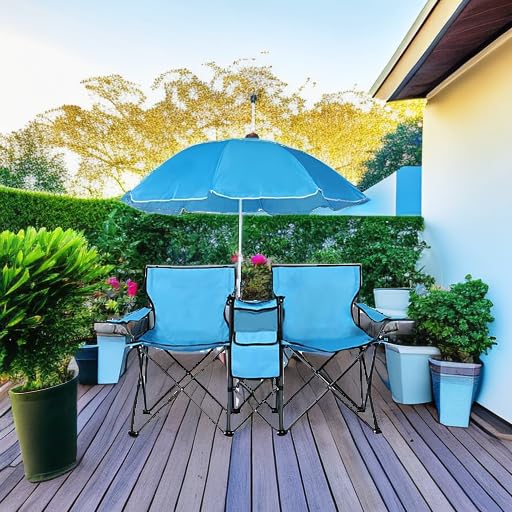 DOALBUN two-person chair with cooler blue keeps drinks easily accessible.