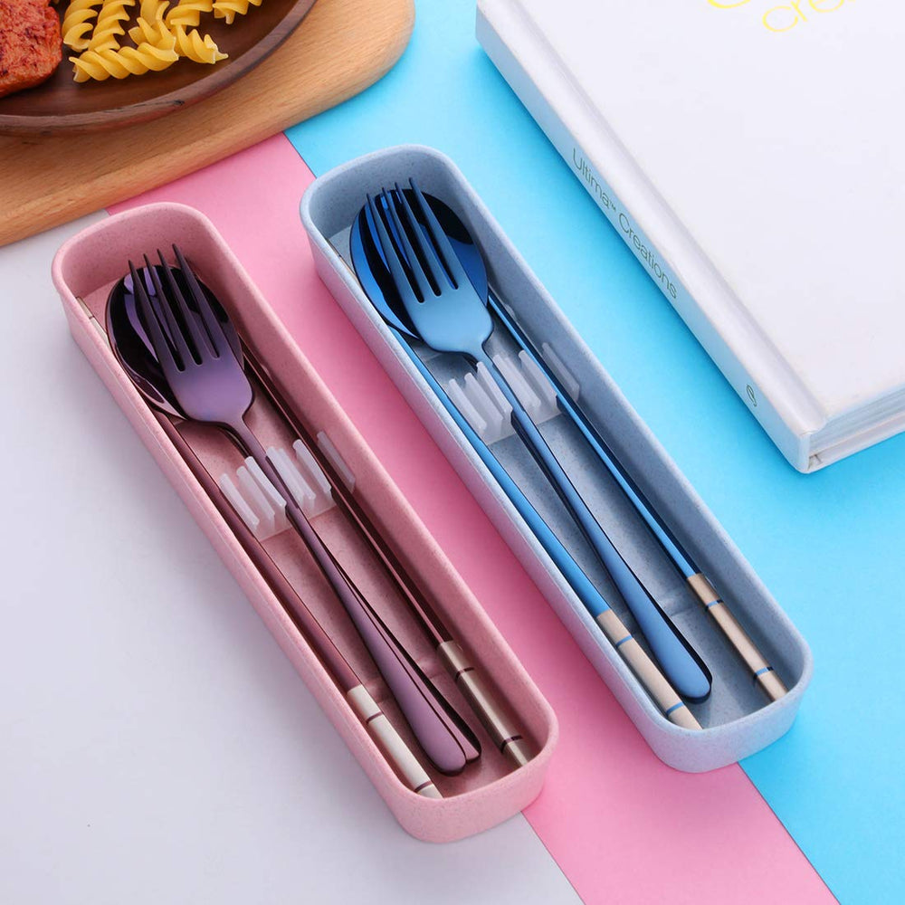 DOBUYOO flatware with easy-clean finish, hand wash recommended.