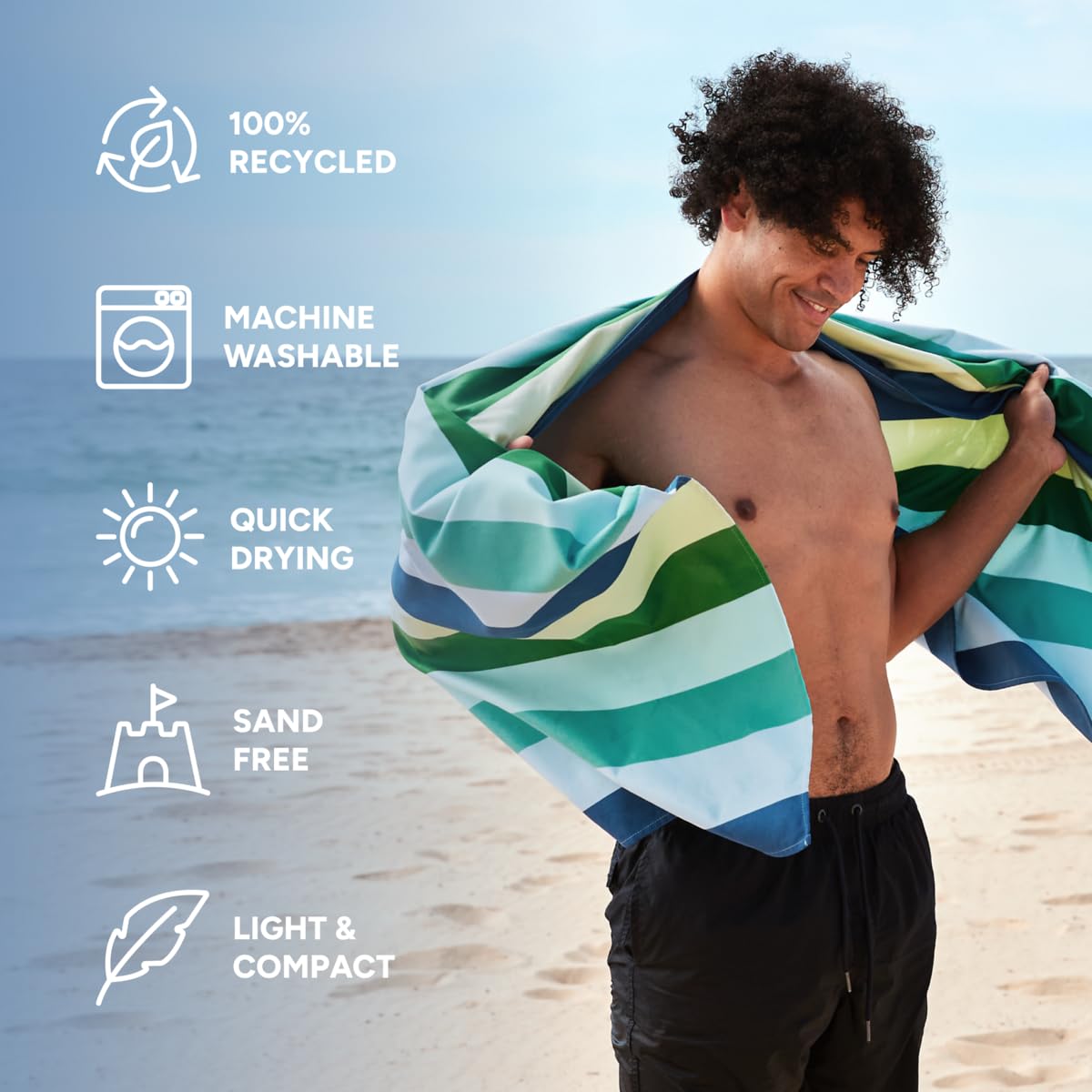 Dock & Bay eco-materials towel made from recycled fibers for sustainability.