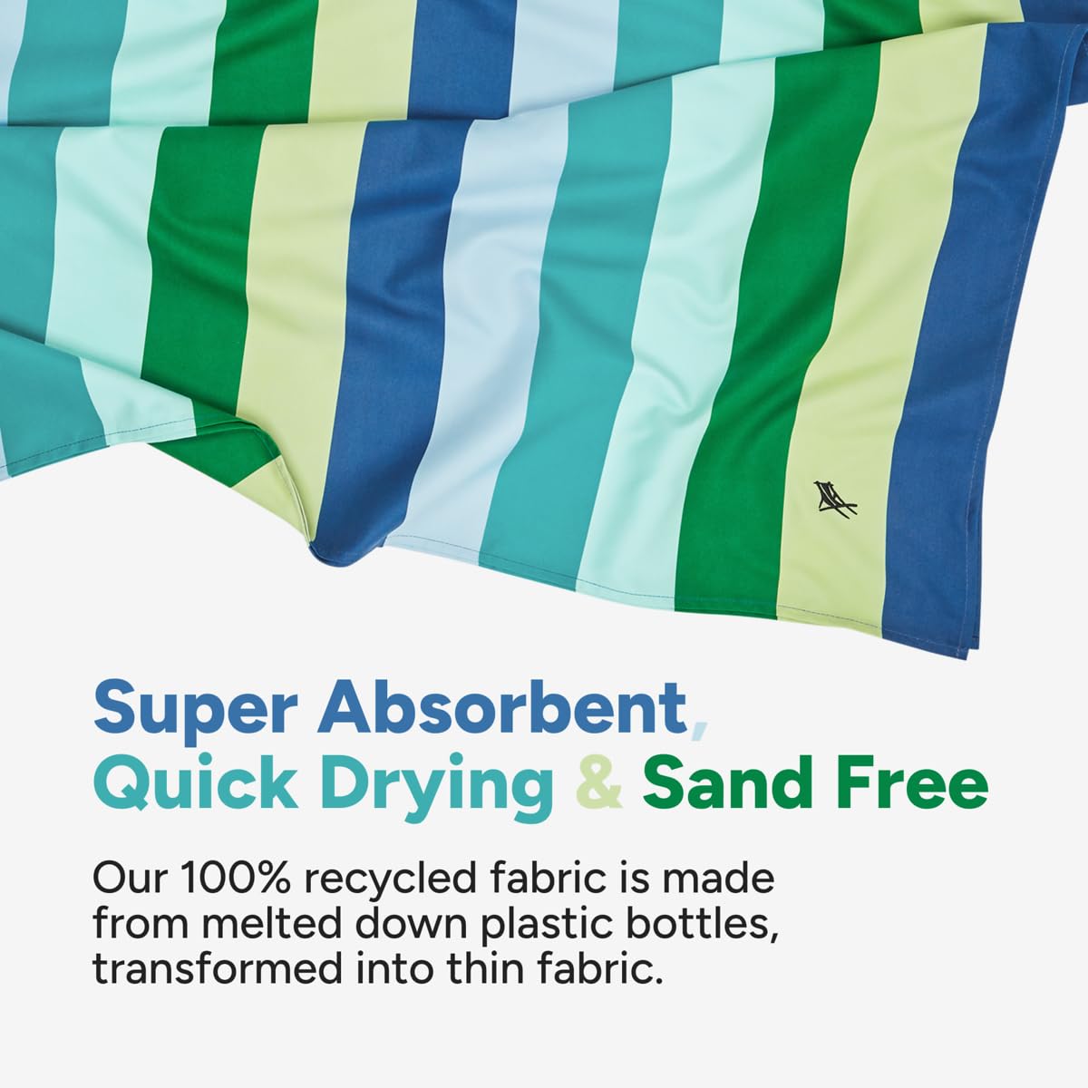 Dock & Bay extra-large 200x90cm towel covers sunbathing space.