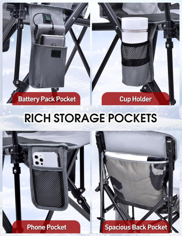 Docusvect chair pockets reveal convenient cup holder and storage for gear.