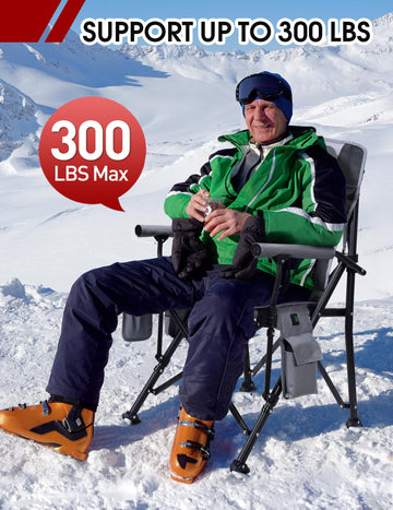 Docusvect portable chair image highlights a lightweight 10-pound frame and carry bag.