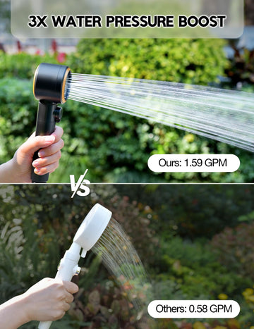 Docusvect portable shower shows five pressure levels for a customized rinse.