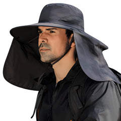 DOCVIT Fishing Hat Dark Grey with wide brim and neck flap