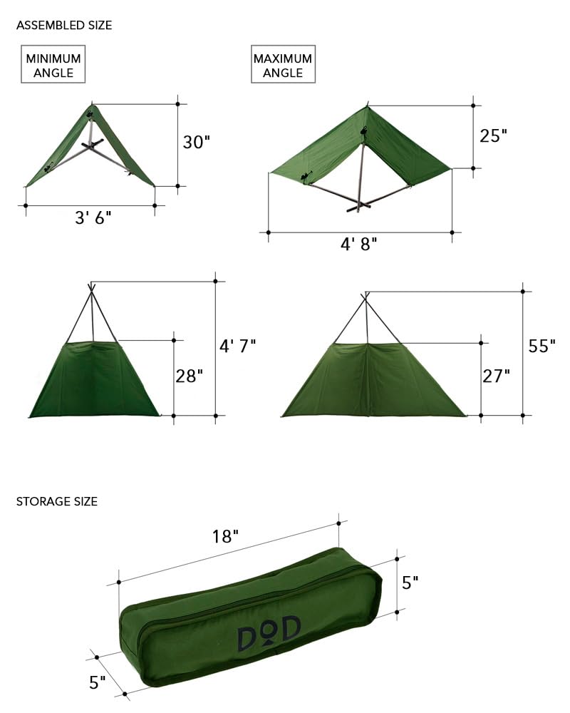 Adjustable DOD Fire Break design fits up to three people comfortably.