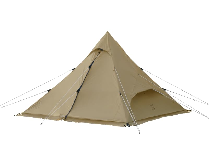 DOD RX Pyramid Tent exterior view in tan, showcasing all-season readiness.