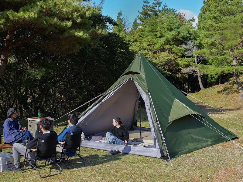 DOD RX Pyramid Tent olive color blending with nature settings.