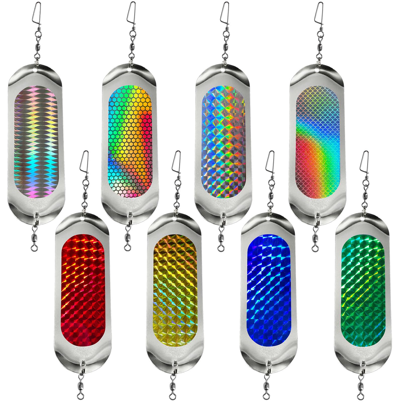 8-piece fishing dodger flashers set - glow-in-the-dark