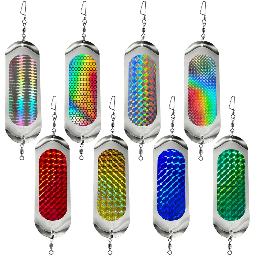 8-piece fishing dodger flashers set - glow-in-the-dark