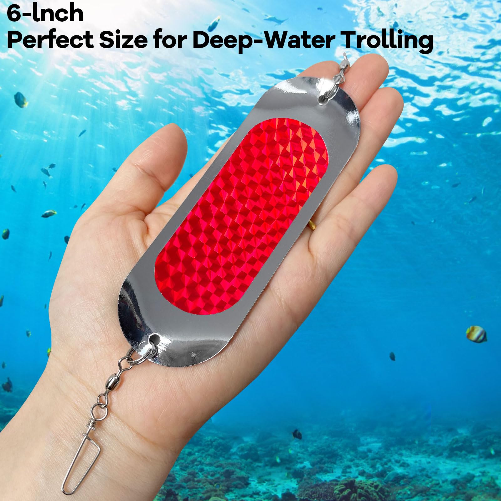 Salmon trolling dodger flasher in use on a boat