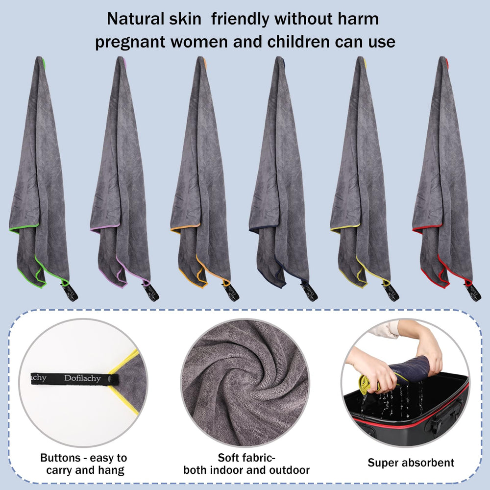 Dofilachy 24x48 large towels shown for bath, beach, or campsite drying.