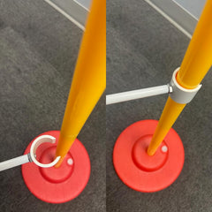 Dog agility weave pole guides UV-stable PVC for durable outdoor training.
