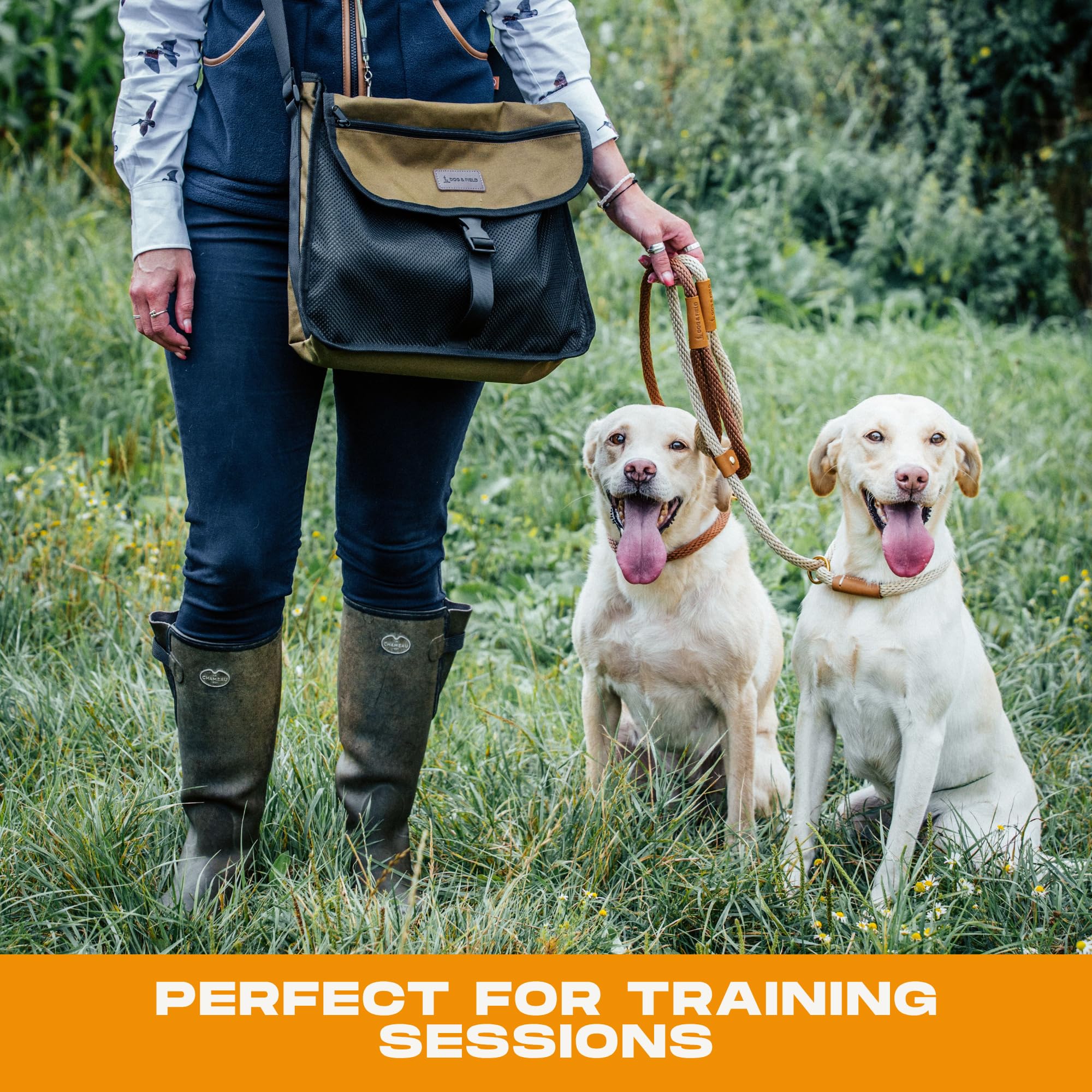 Dog & Field small 16x14 bag shows practical dimensions for on site packing