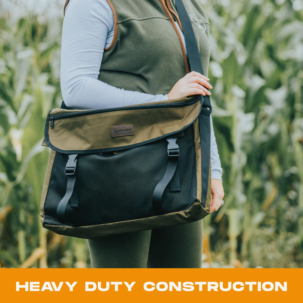Dog & Field olive side view with adjustable strap for comfortable field carry