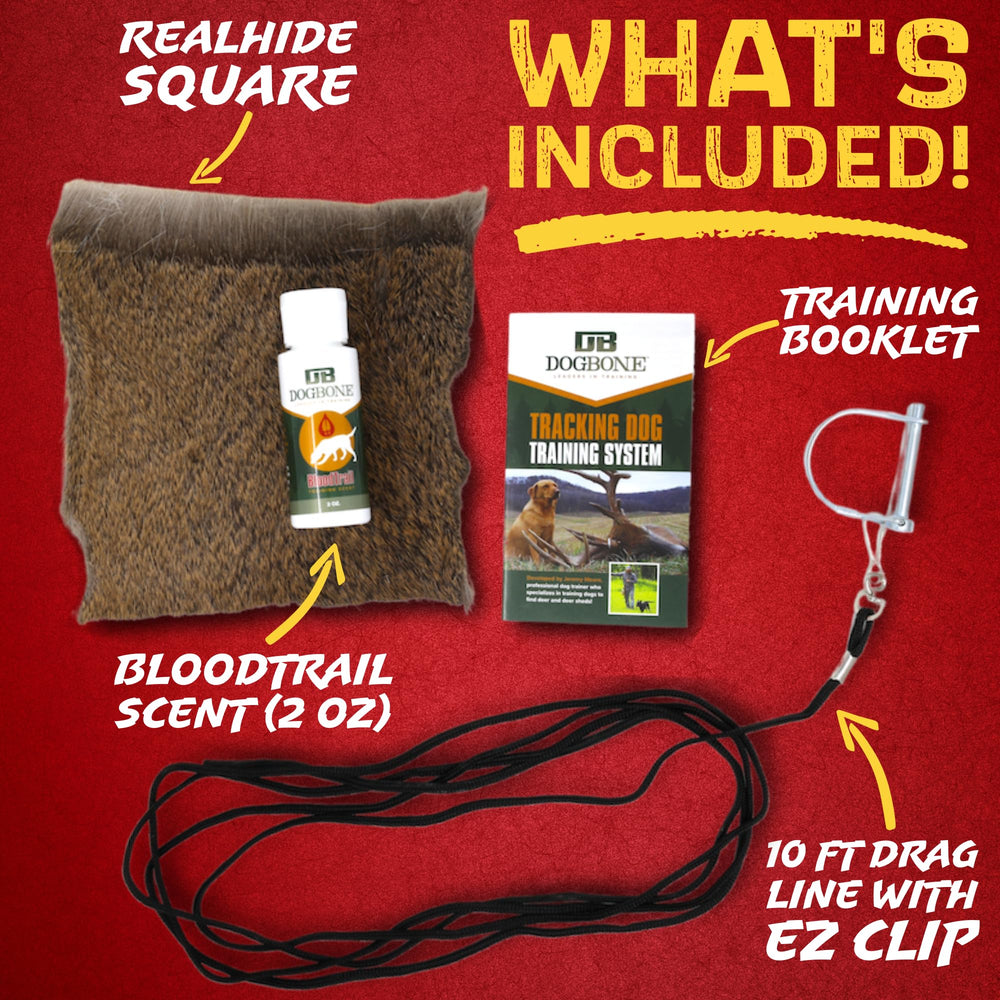 DogBone BloodTrail Scent bottle presents 13 scents for realistic tracking scenarios.