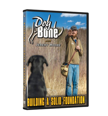 DogBone Building Foundation DVD cover with trainer guiding a dog for clear training.