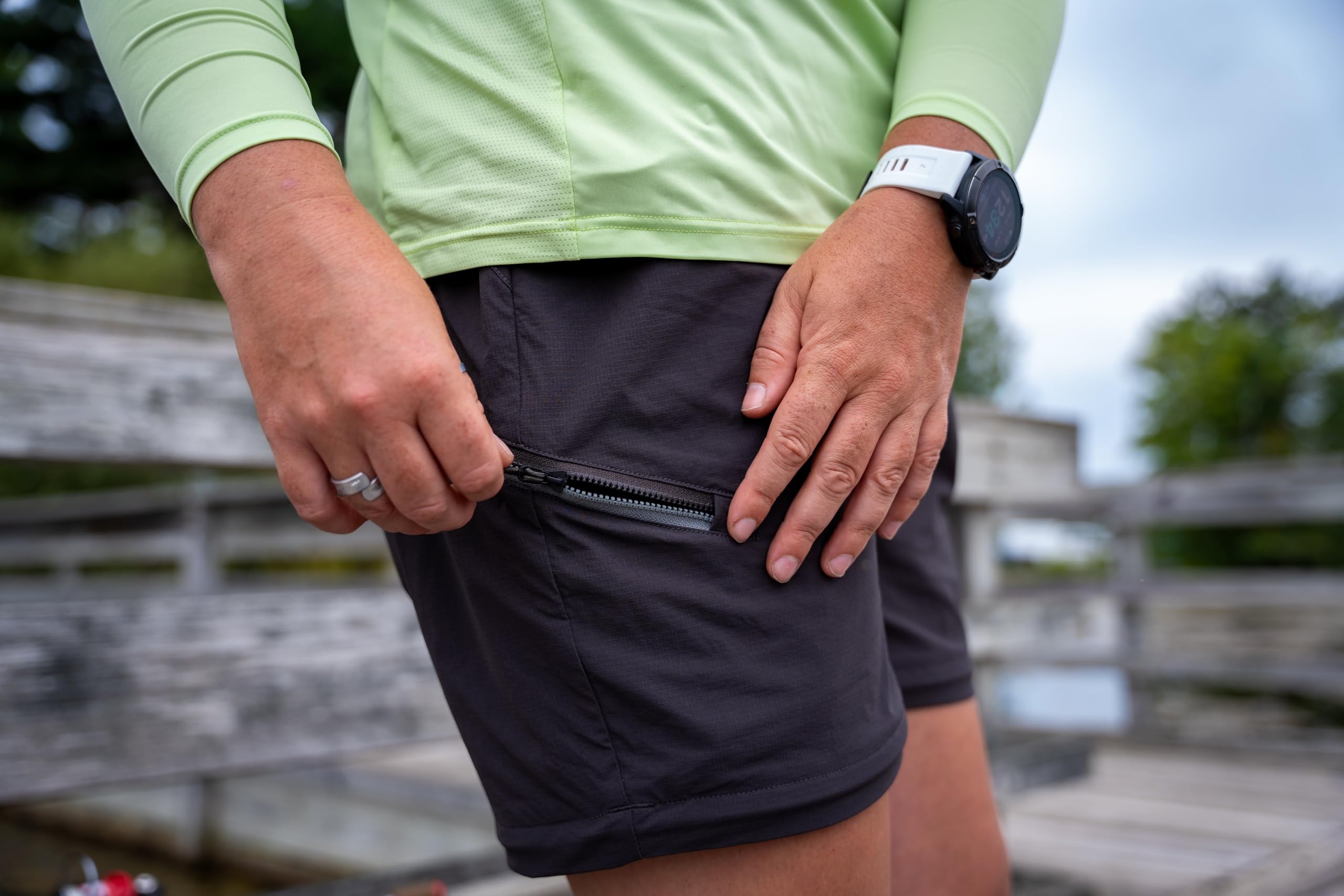 DSG Lola Convertible Pant charcoal detail highlighting practical outdoor wear