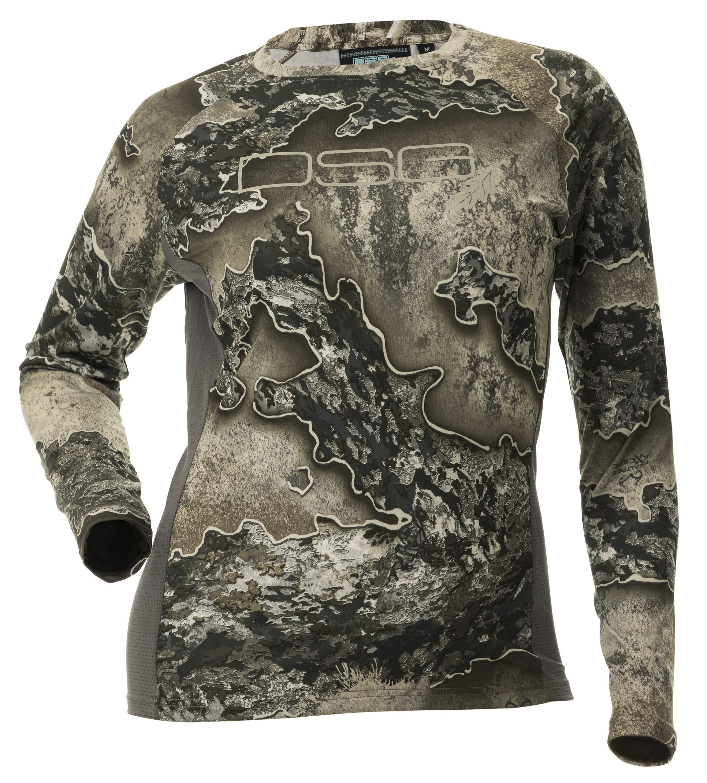 DOING SOMETHING GREAT women's ultra-lightweight hunting shirt front view emphasizes UPF 50+ sun protection and breathability.