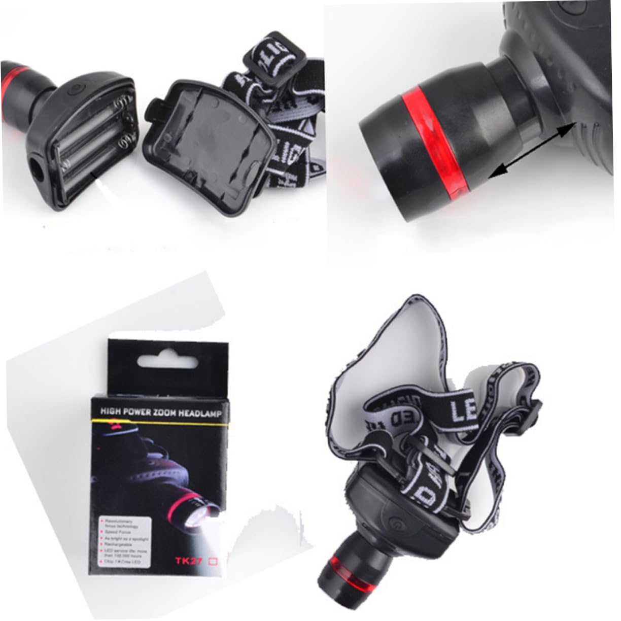 DOITOOL headlamp outdoor use with wide-angle beam and zoom.