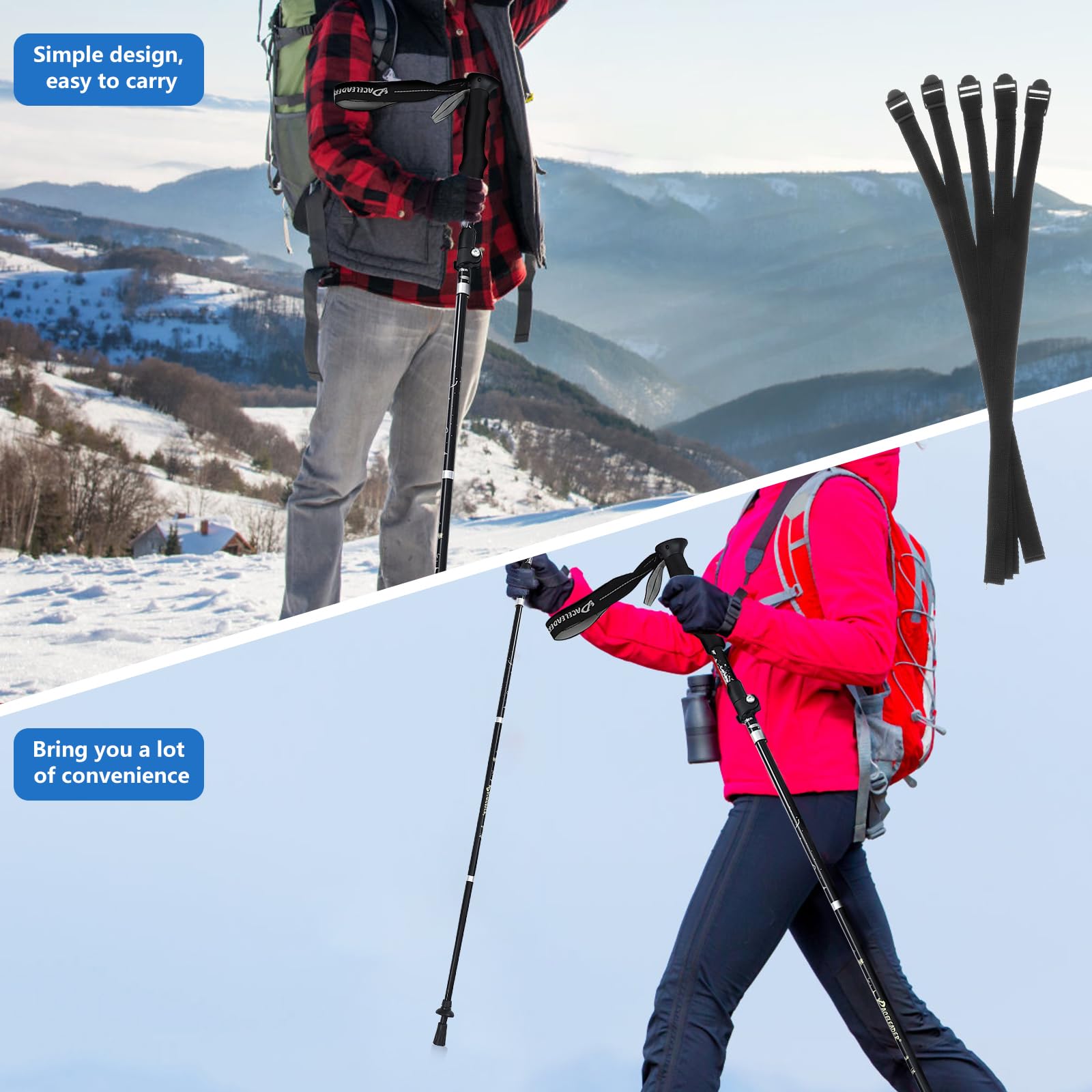DOITOOL hiking pole fixing buckle stores compactly when not in use