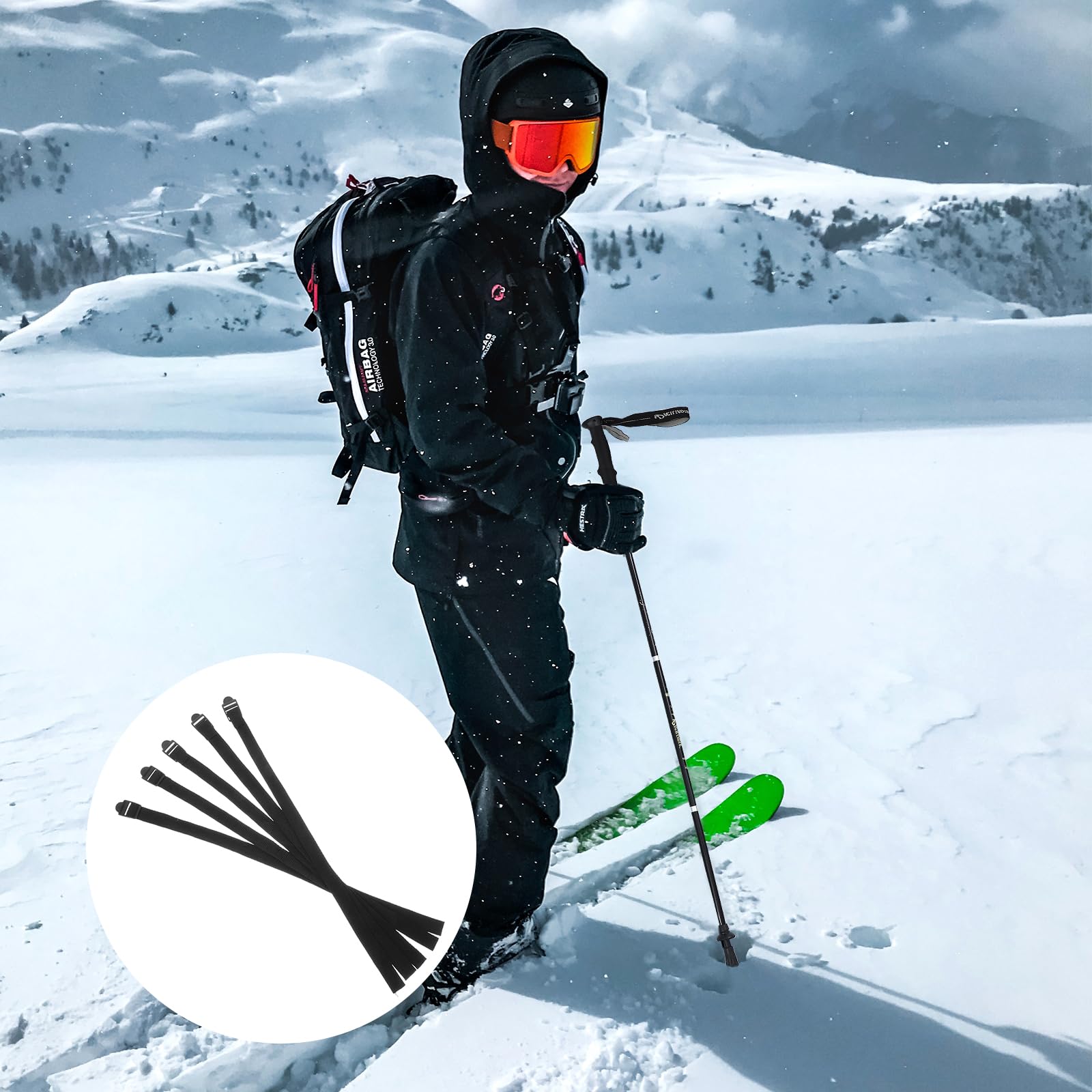 DOITOOL travel adjustable band fits walking poles securely