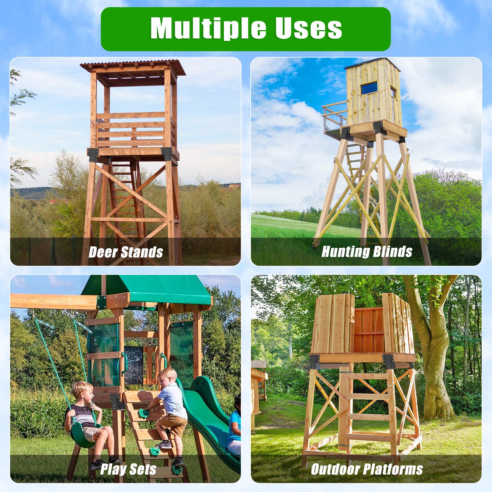 Dolibest outdoor-ready installation supports durable shooting blinds and tree houses.