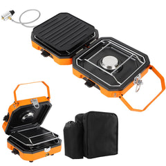 Dollate 2-burner stove with side shelves for outdoor prep space