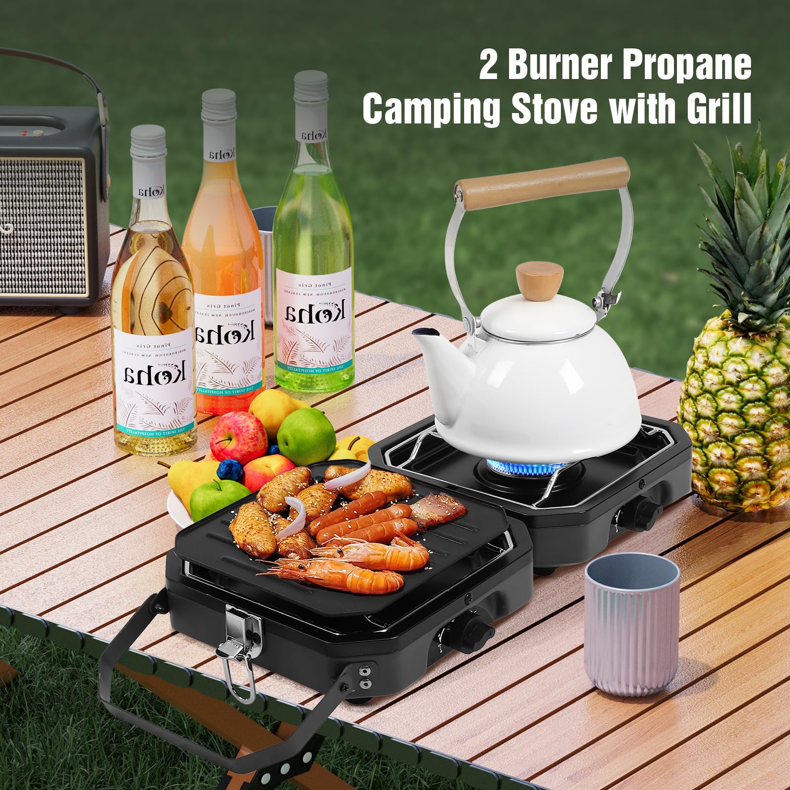 Dollate portable propane stove with carrying bag for easy transport.