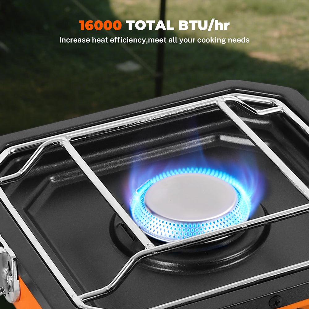 Dollate stove with griddle top highlights compact portable design