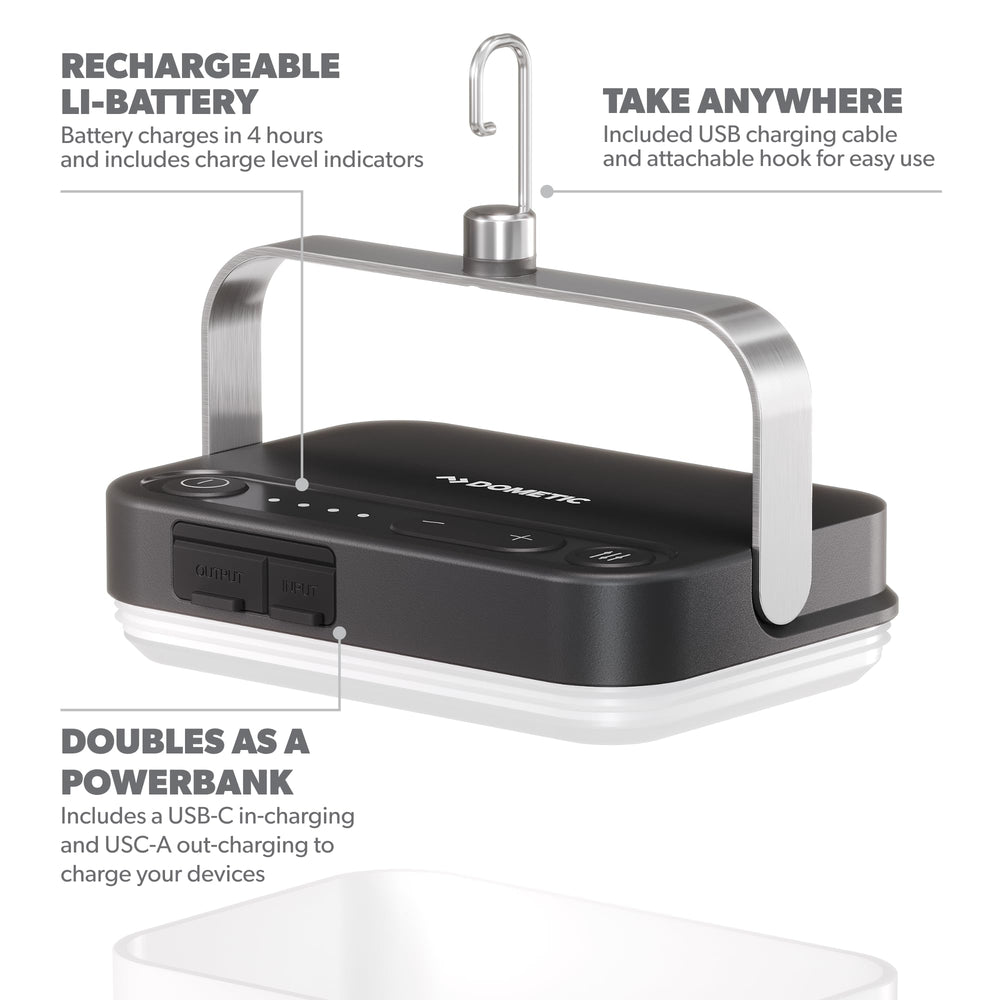 Dometic GO Area Camp Light attached hook enables hands free use in tents