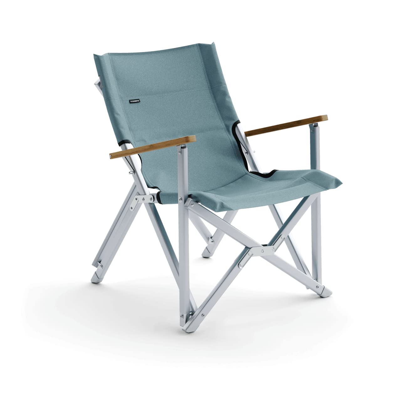 Dometic GO Glacier chair with beechwood armrests adds natural grip