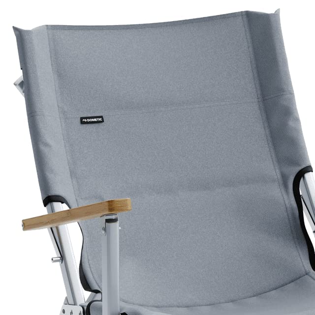 Dometic GO Compact Camp Chair Silt beechwood armrests provide natural comfort.