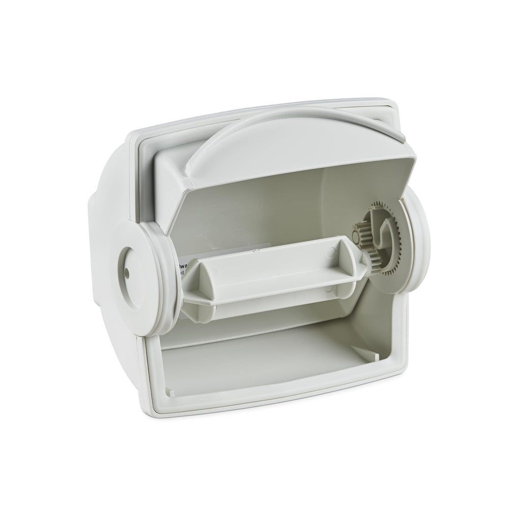 Dometic Oceanair Dryroll mounted on wall for clean, mess-free toilet tissue on board.