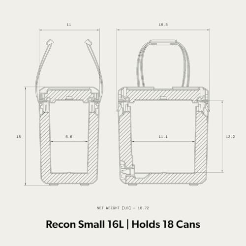 Dometic Recon hardside small16l cooler with back-open lid offers flexible loading.