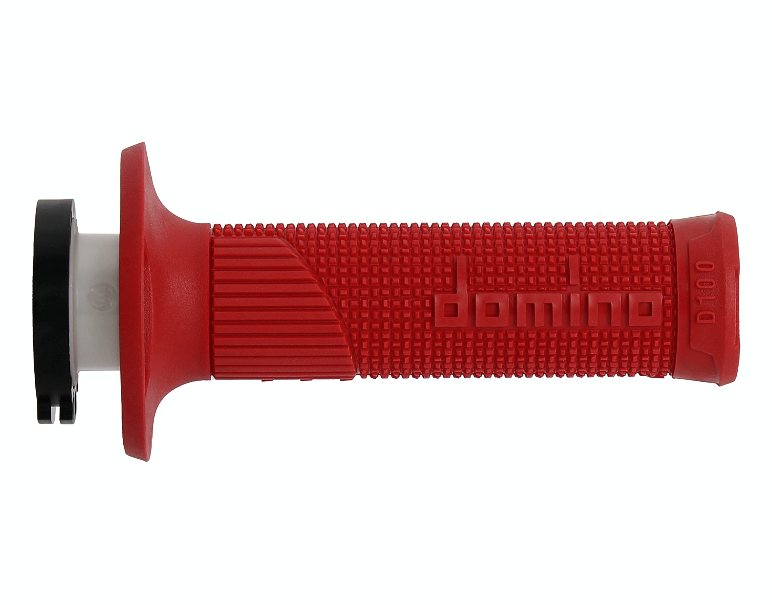 Domino D100 end-cap detail showing lock-on mechanism and durability