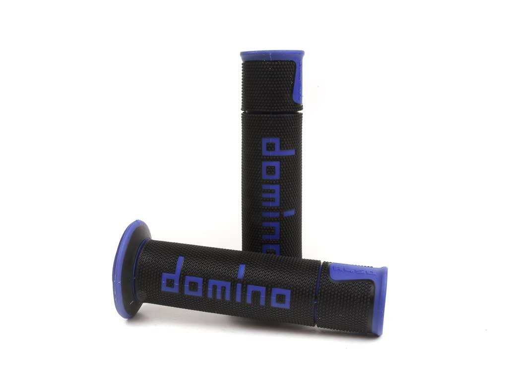 DOMINO A450 blue-black outer grip close-up highlighting textured surface for racer control