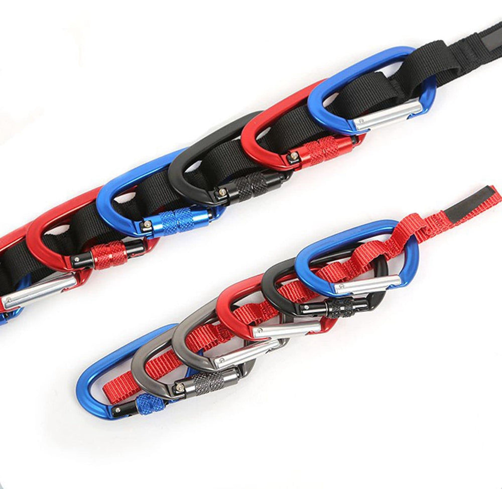 DoMyfit Daisy Chain Rope carabiner storage helps prevent entanglement during use.