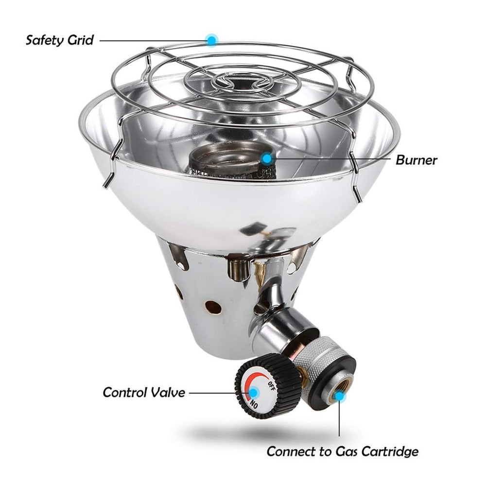 DoMyfit portable propane tent heater used at a campsite for quick warmth.