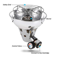 DoMyfit portable propane tent heater used at a campsite for quick warmth.
