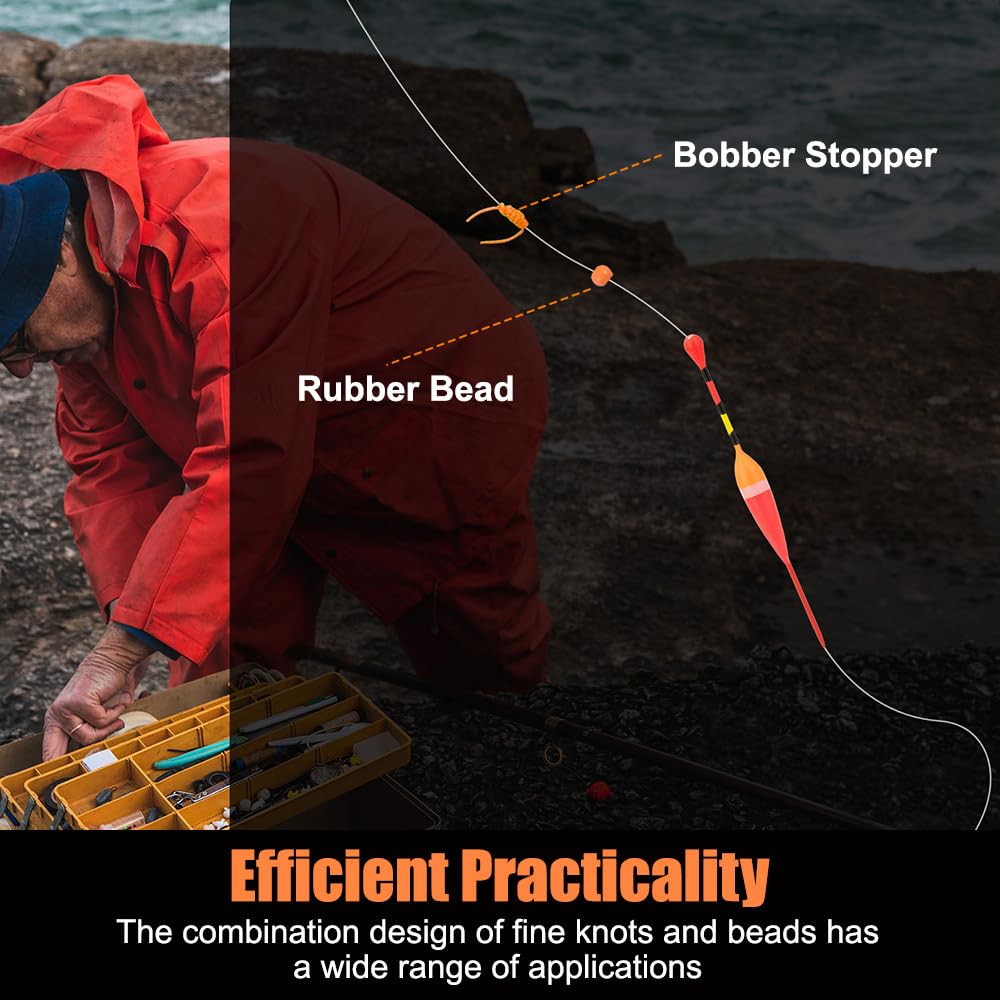 Bobber stops on fishing line for sliding floats