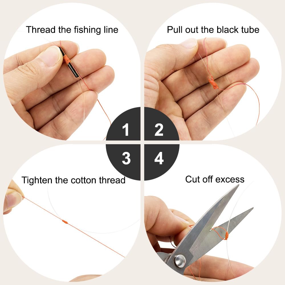Illustration of setup steps for bobber stops
