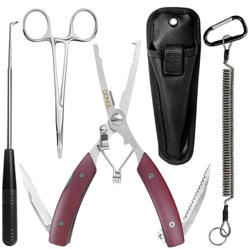 DONQL saltwater fishing pliers red with storage sheath